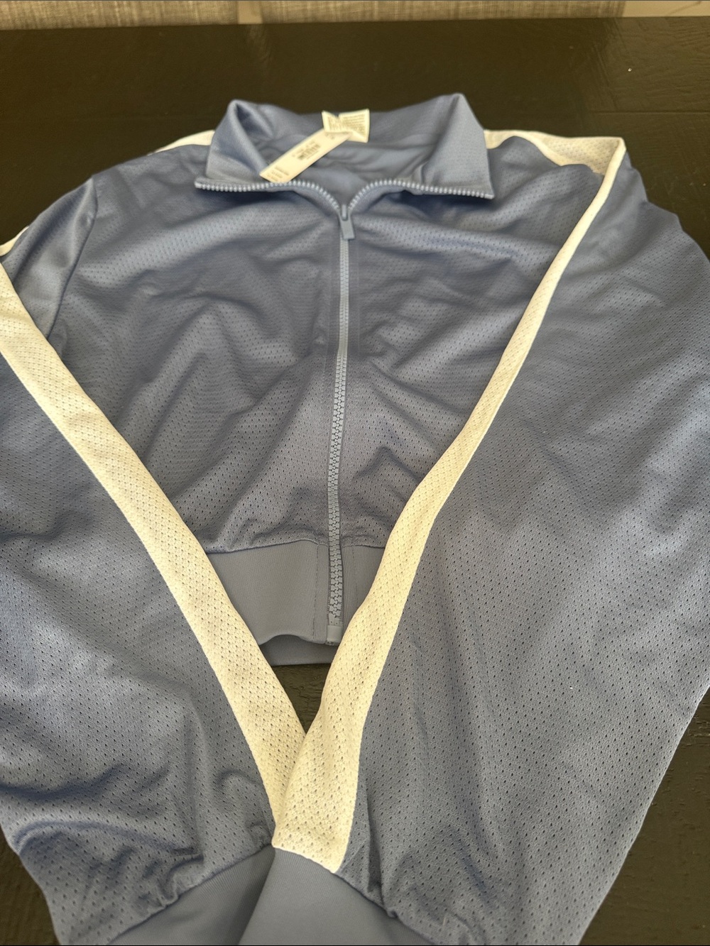 Pink Victoria secret Light Blue Track Jacket with White Trim